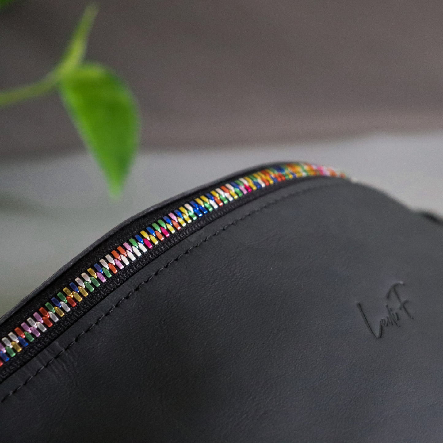 Lederbauchtasche - Feli mit buntem Reißverschluss